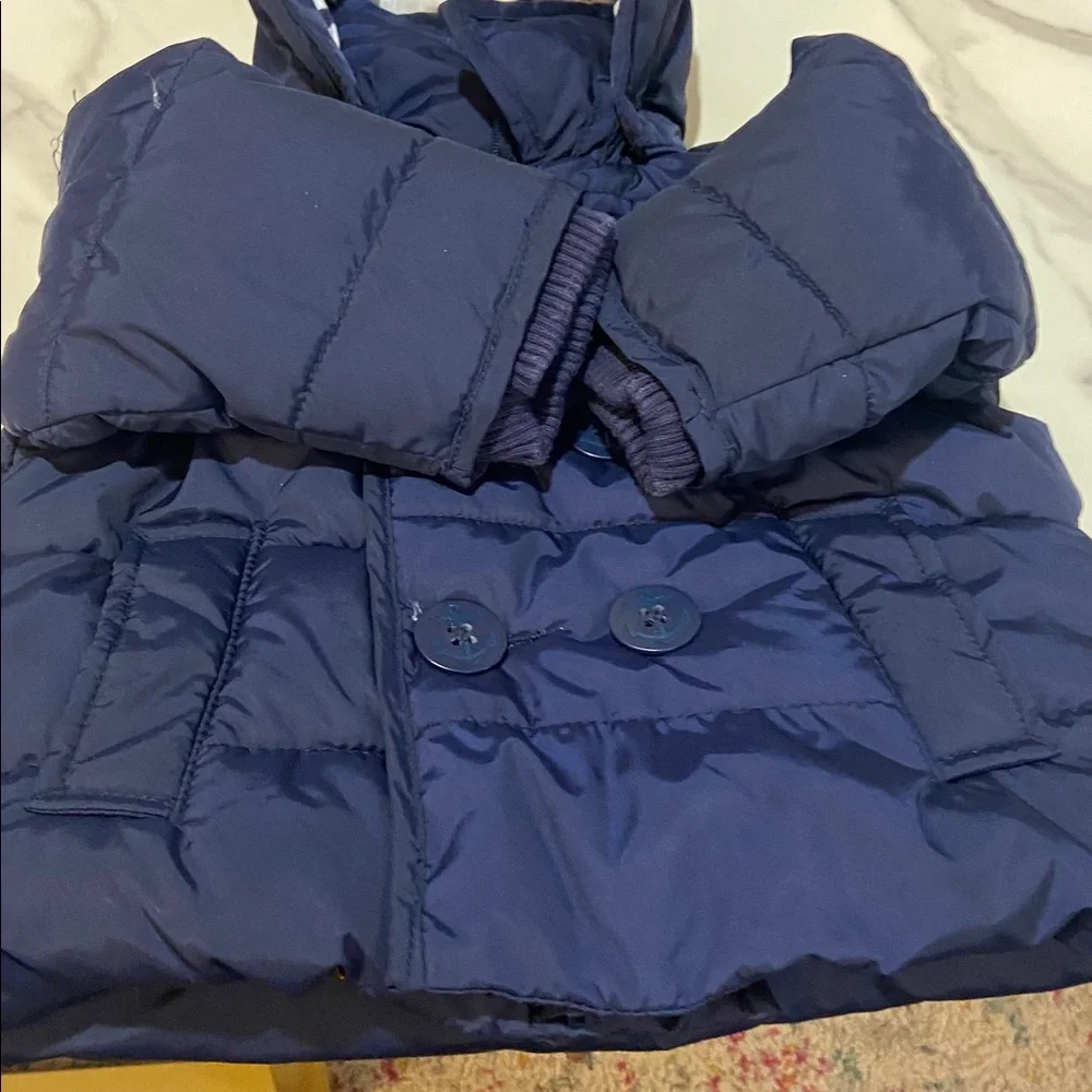 Baby GAP Kids Navy Puffer Jacket with Striped Lining Size 0-6 Months